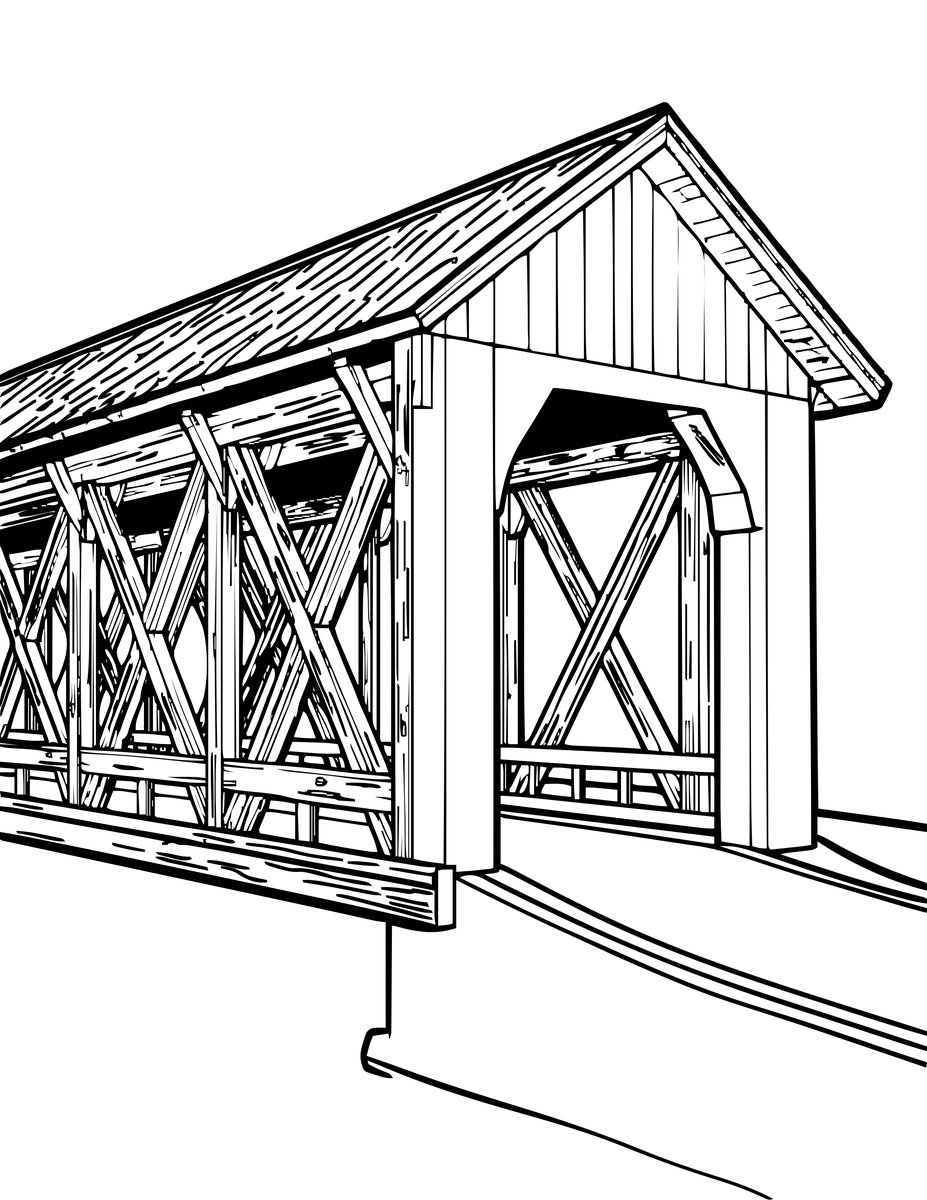 Bridge with Truss - free printable coloring page