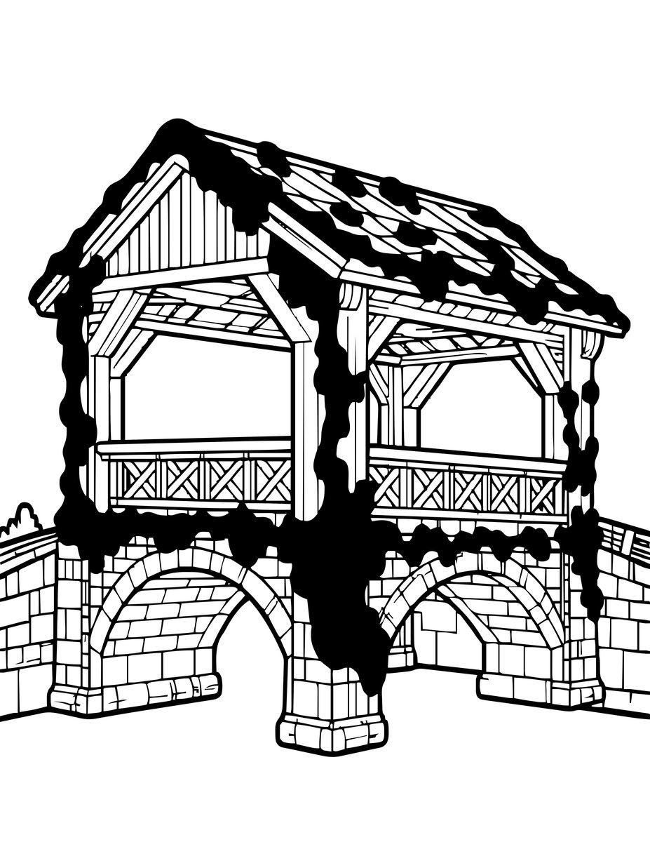 Mossy Bridge - free printable coloring page