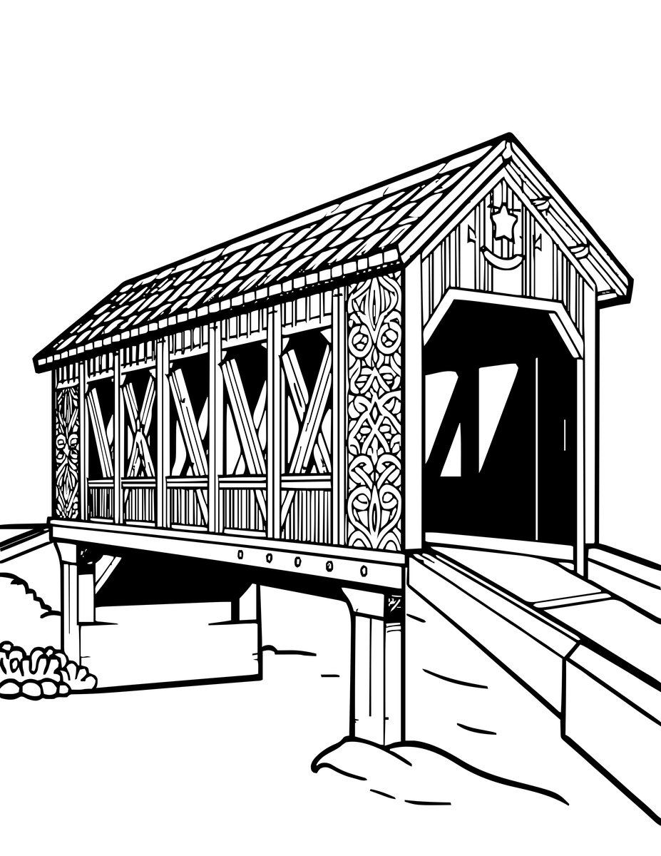Kissing Bridge - free printable coloring page