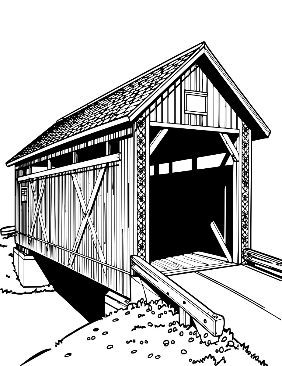 Painted Bridge - free printable coloring page