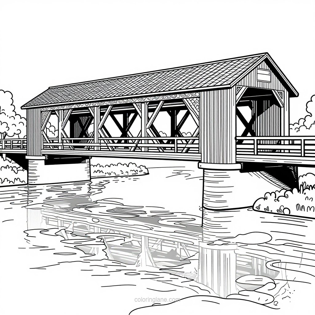 Bridge Interior - free printable coloring page
