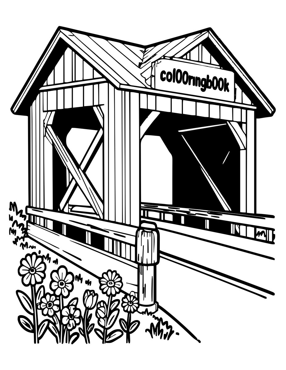 Oldest Bridge - free printable coloring page