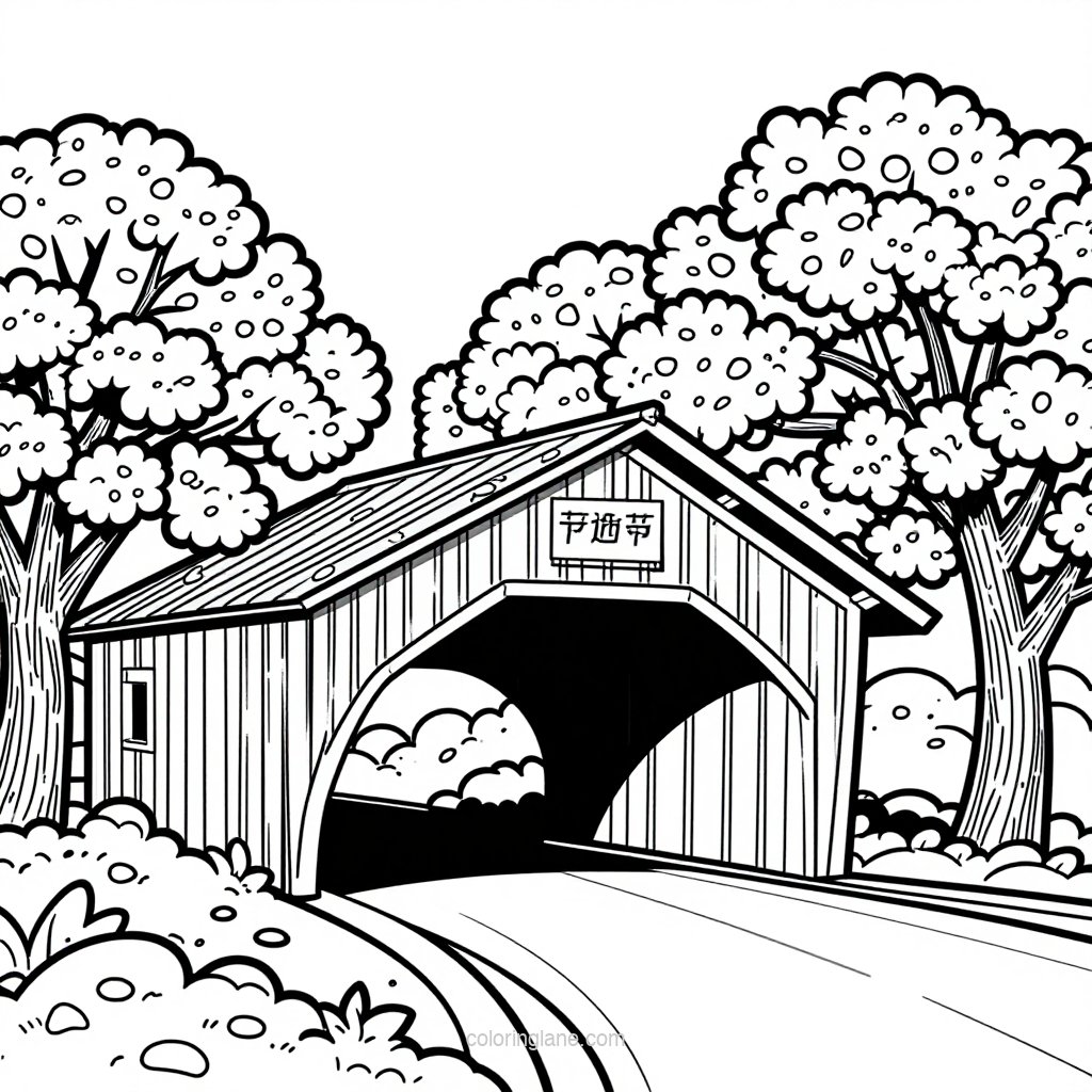 Town Bridge - free printable coloring page