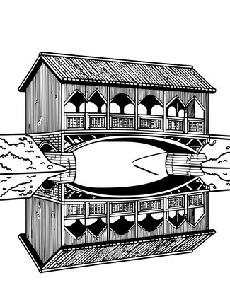 Bridge and Millpond - Free printable coloring page