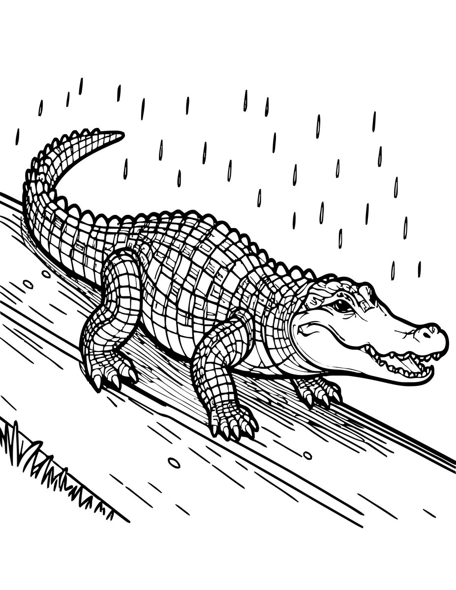 Alligator Walk - free printable coloring page