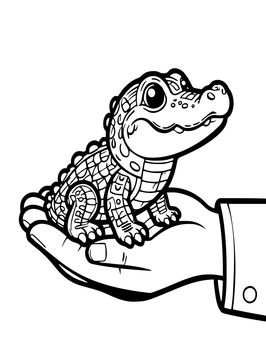 Baby Alligator - free printable coloring page