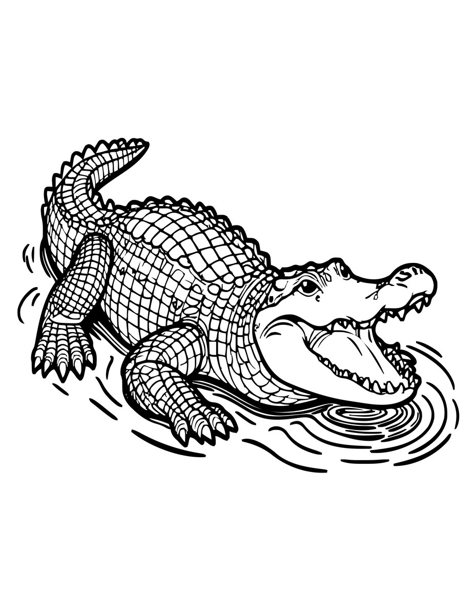 Alligator Courtship - free printable coloring page