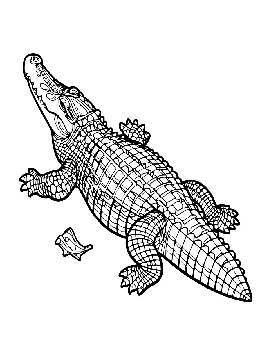 Gharial Crocodile - free printable coloring page