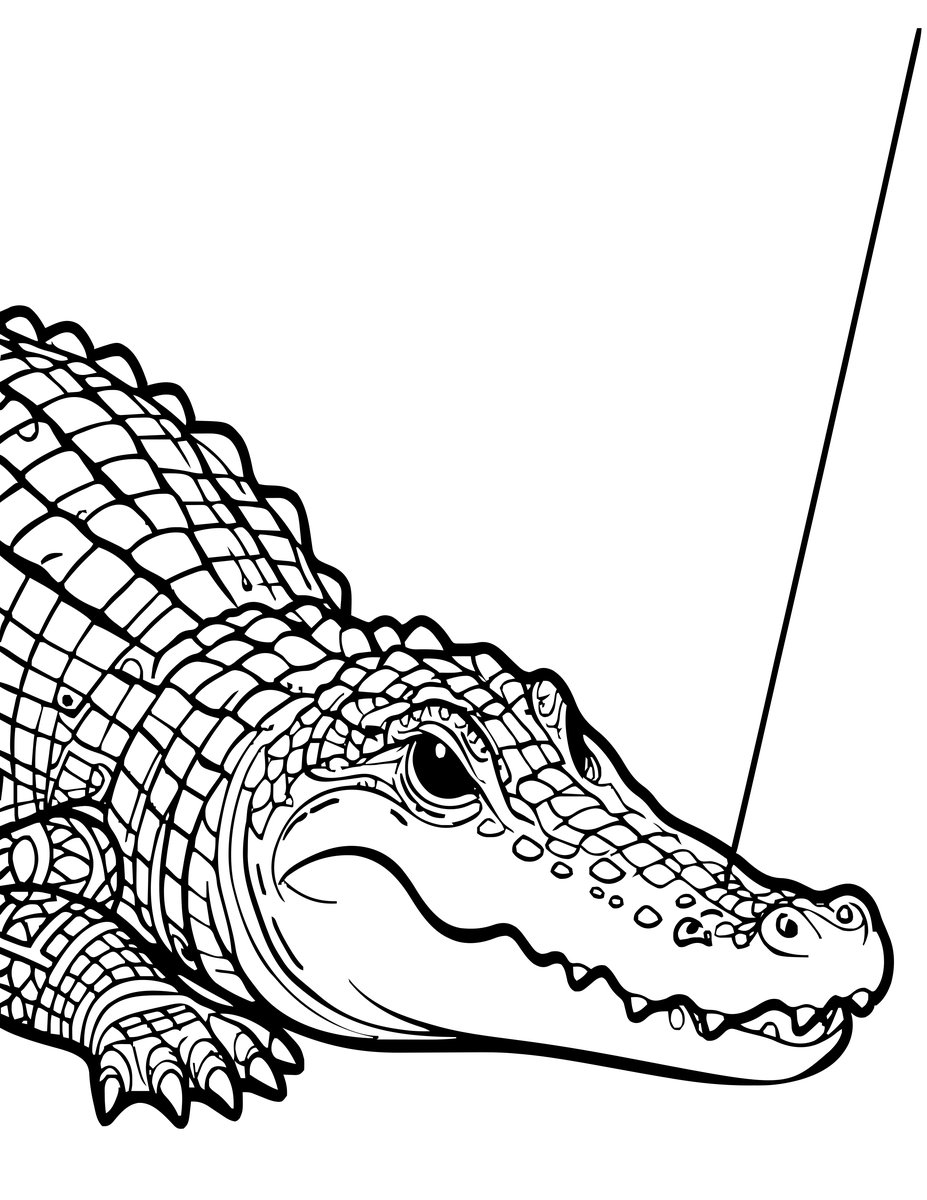 Alligator at Night - free printable coloring page