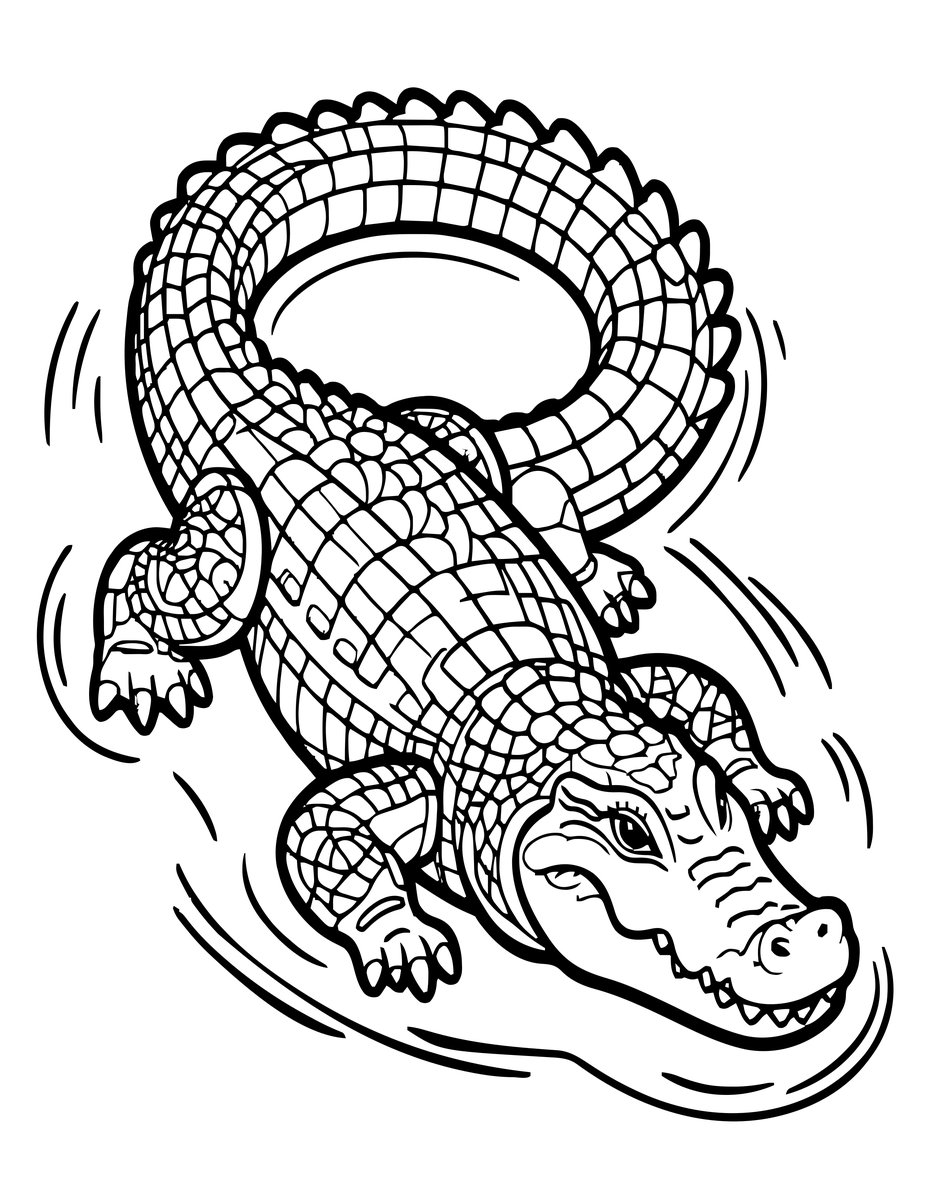 Crocodile Tail - free printable coloring page