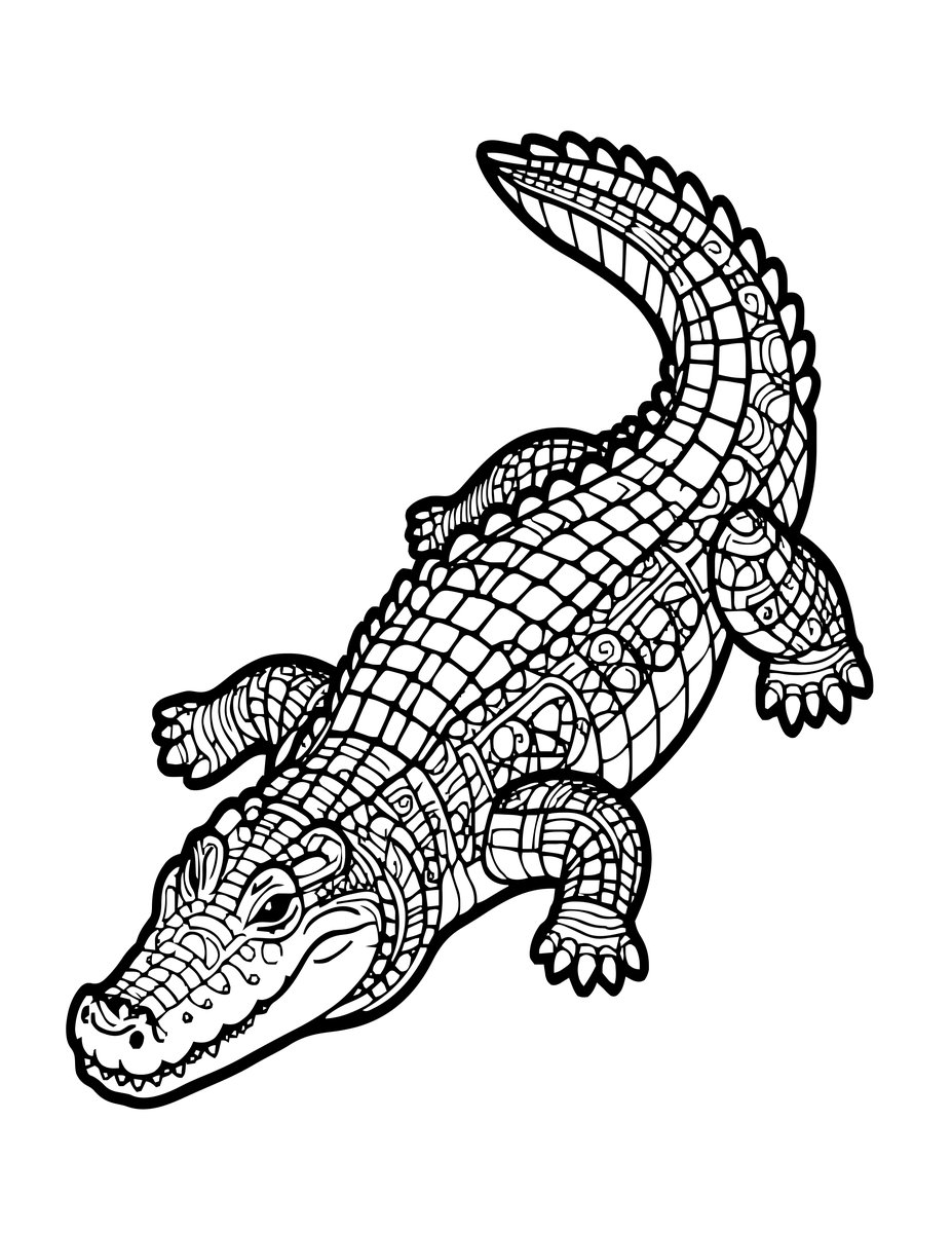 Crocodile Rock Art - free printable coloring page