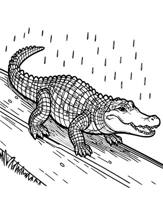 Alligator Walk - Free printable coloring page