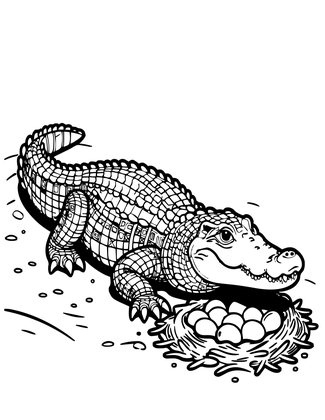 Crocodile Nest - Free printable coloring page