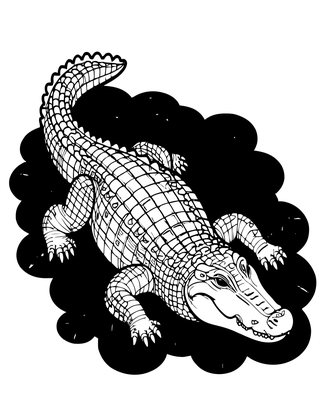 Alligator in Moss - Free printable coloring page