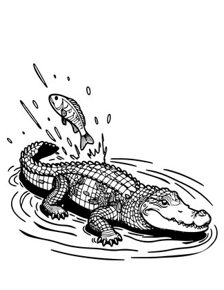 Crocodile Leap - Free printable coloring page