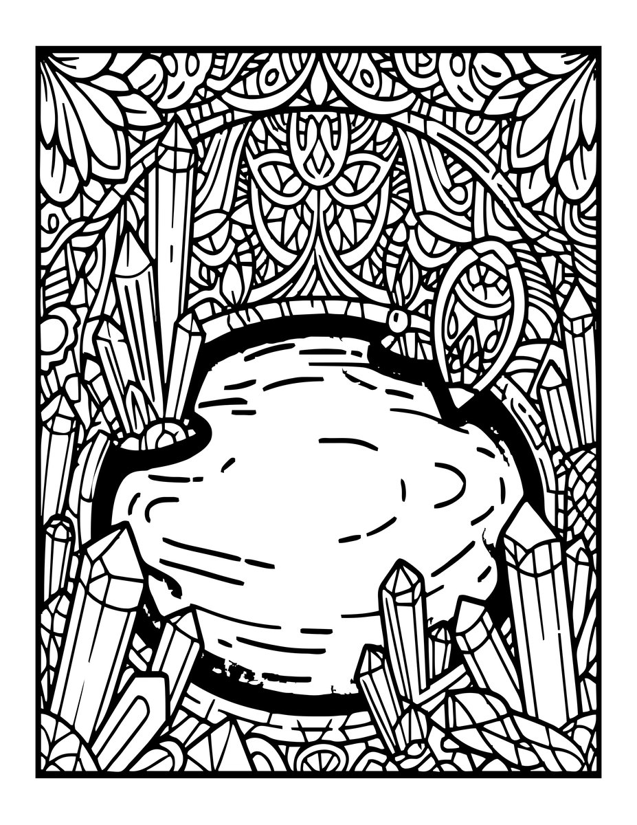 Cave Lake - free printable coloring page