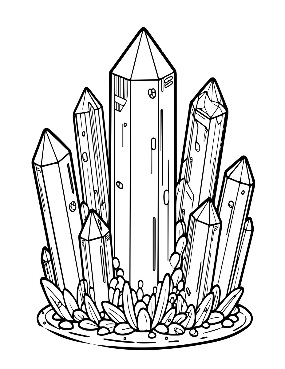 Giant Crystals - free printable coloring page