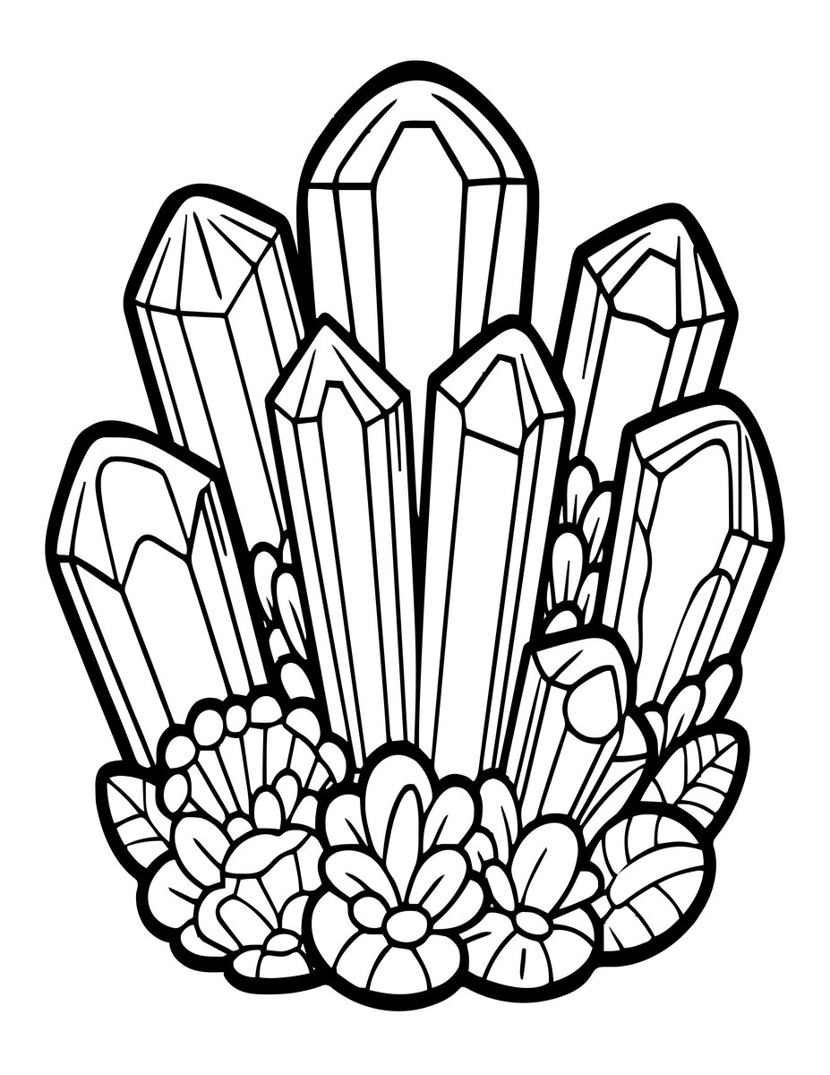 Crystal Cave Flowers - free printable coloring page