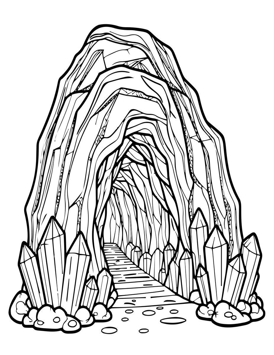 Crystal Cave Entrance - free printable coloring page