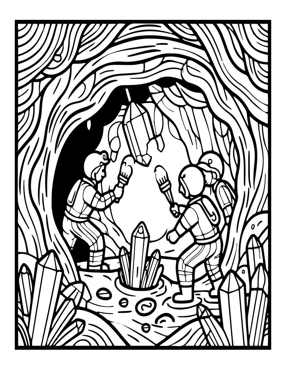 Crystal Mining - free printable coloring page