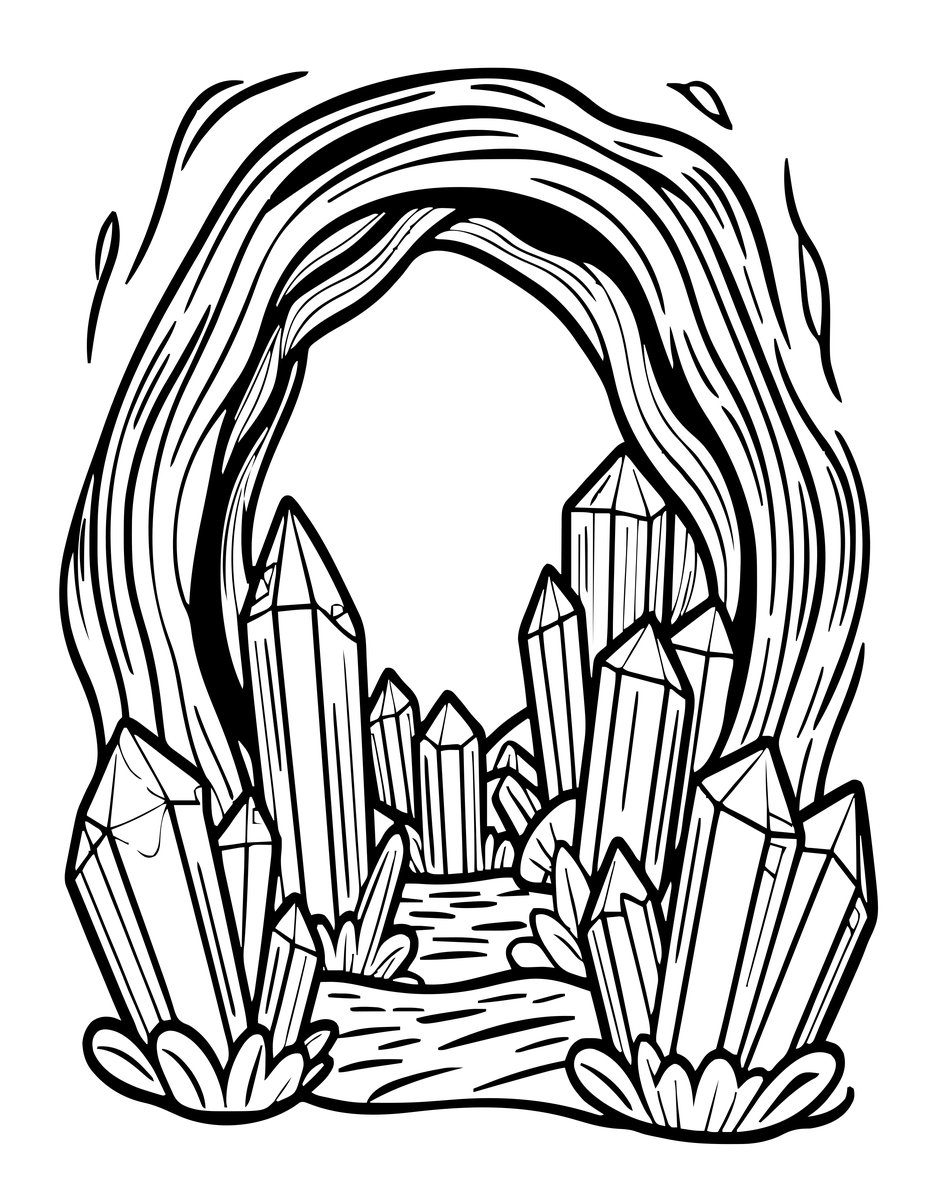 Crystal Cave at Sunrise - free printable coloring page