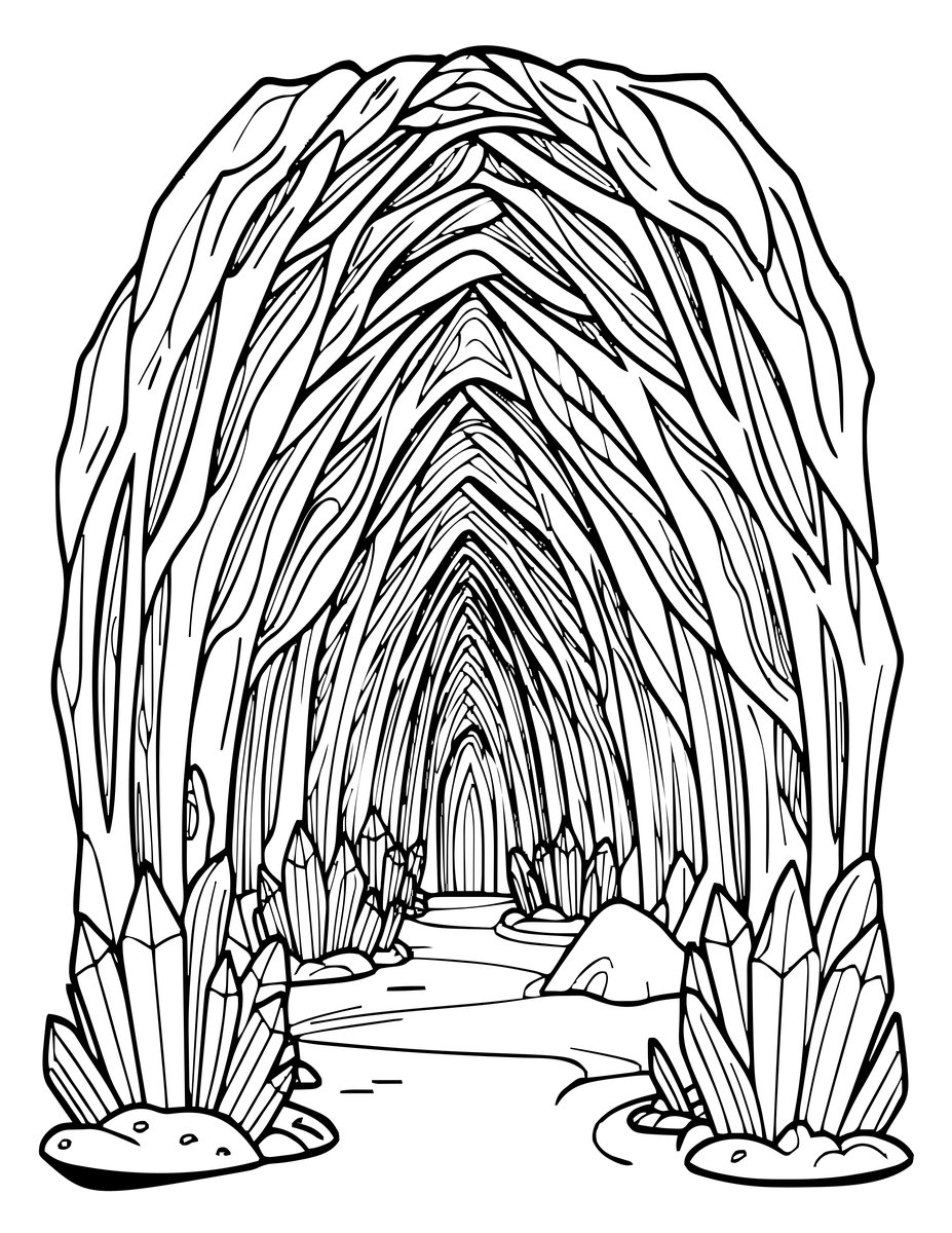 Cave of Ice Crystals - free printable coloring page