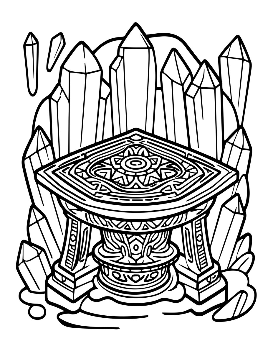 Crystal Cave Altar - free printable coloring page