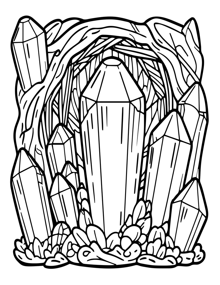 Amethyst Geode Cave - free printable coloring page