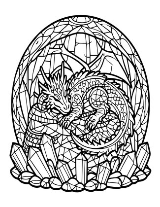 Dragon's Crystal Lair - Free printable coloring page
