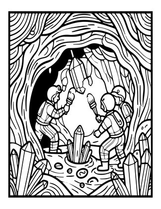 Crystal Mining - Free printable coloring page