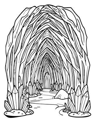 Cave of Ice Crystals - Free printable coloring page