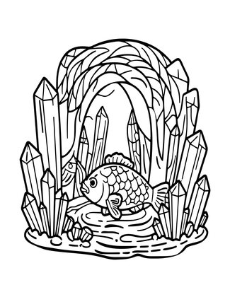 Crystal Cave Fish - Free printable coloring page