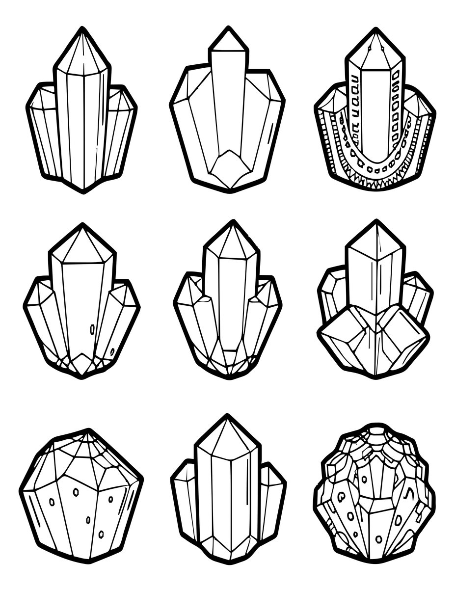 Crystal System Chart - free printable coloring page