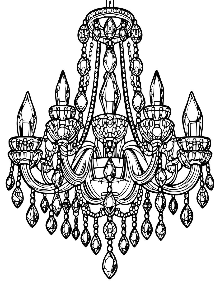 Crystal Chandelier - free printable coloring page