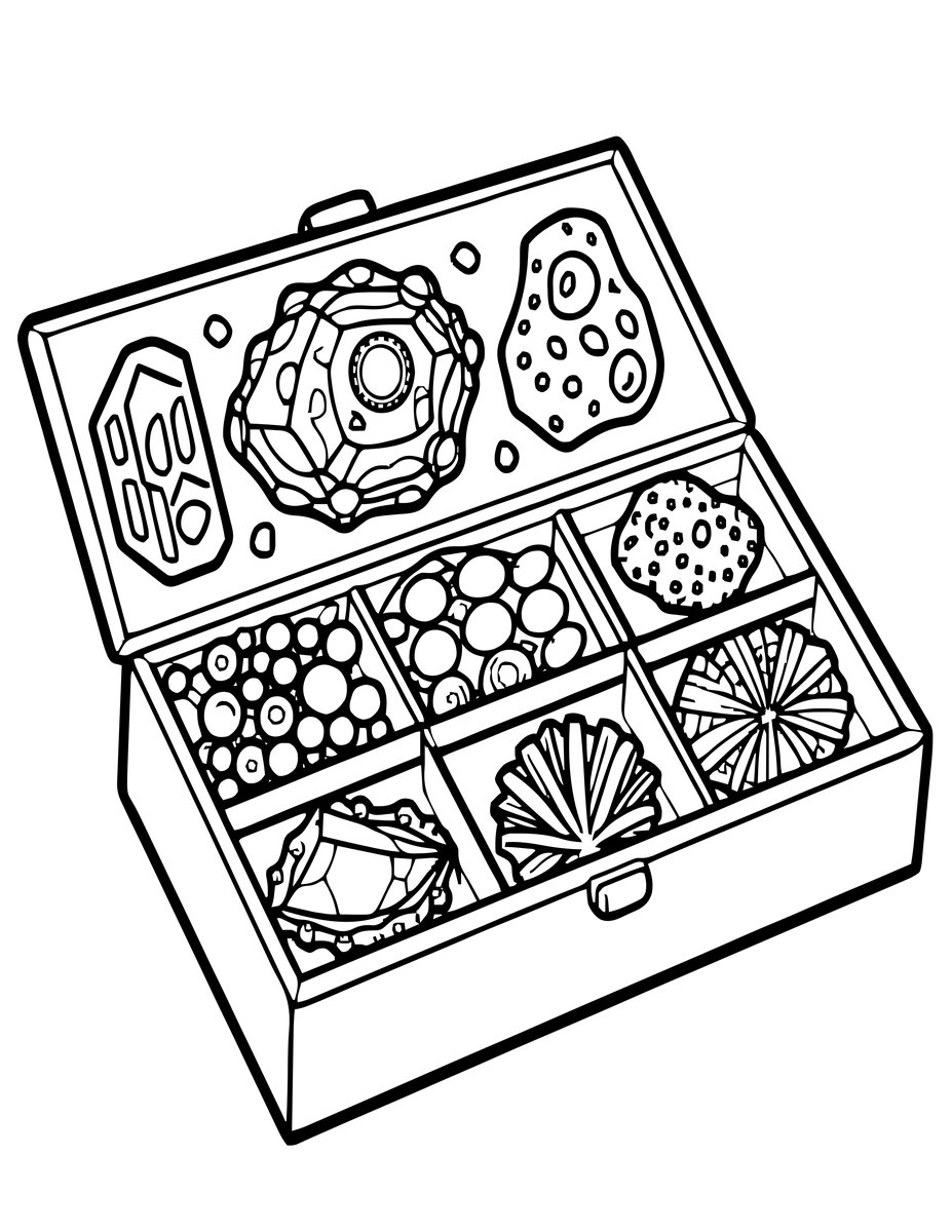 Mineral Specimen Box - free printable coloring page