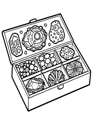 Mineral Specimen Box - Free printable coloring page