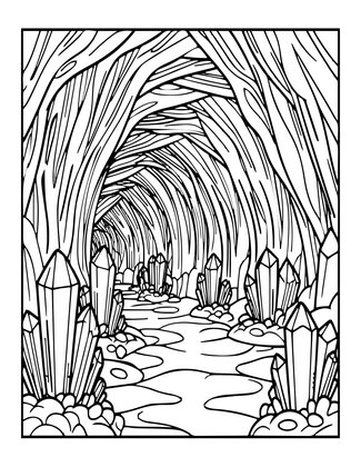 Crystal Cave - Free printable coloring page