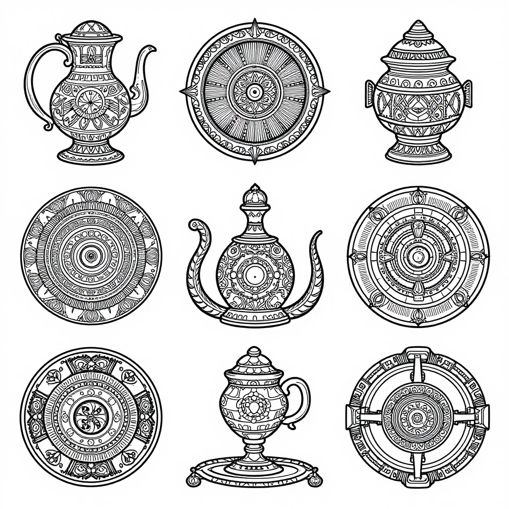 Cursed Objects coloring pages collection - 30 free printable pages