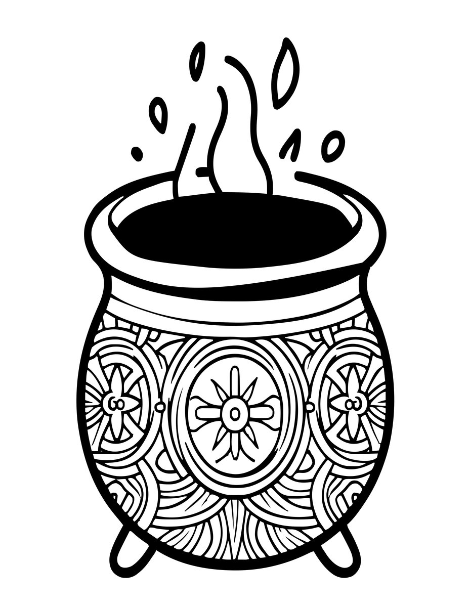 Hexed Cauldron - free printable coloring page
