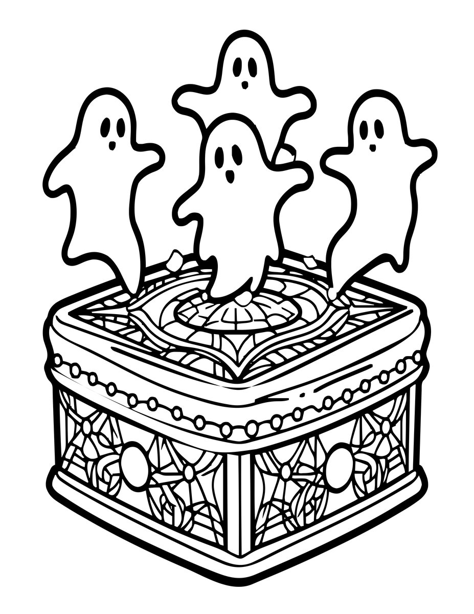 Cursed Music Box - free printable coloring page