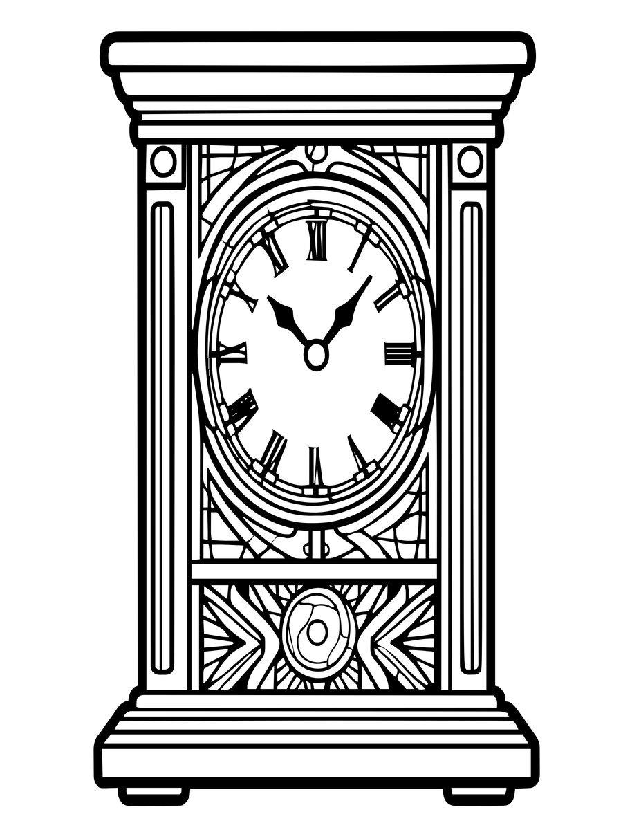 Haunted Clock - free printable coloring page