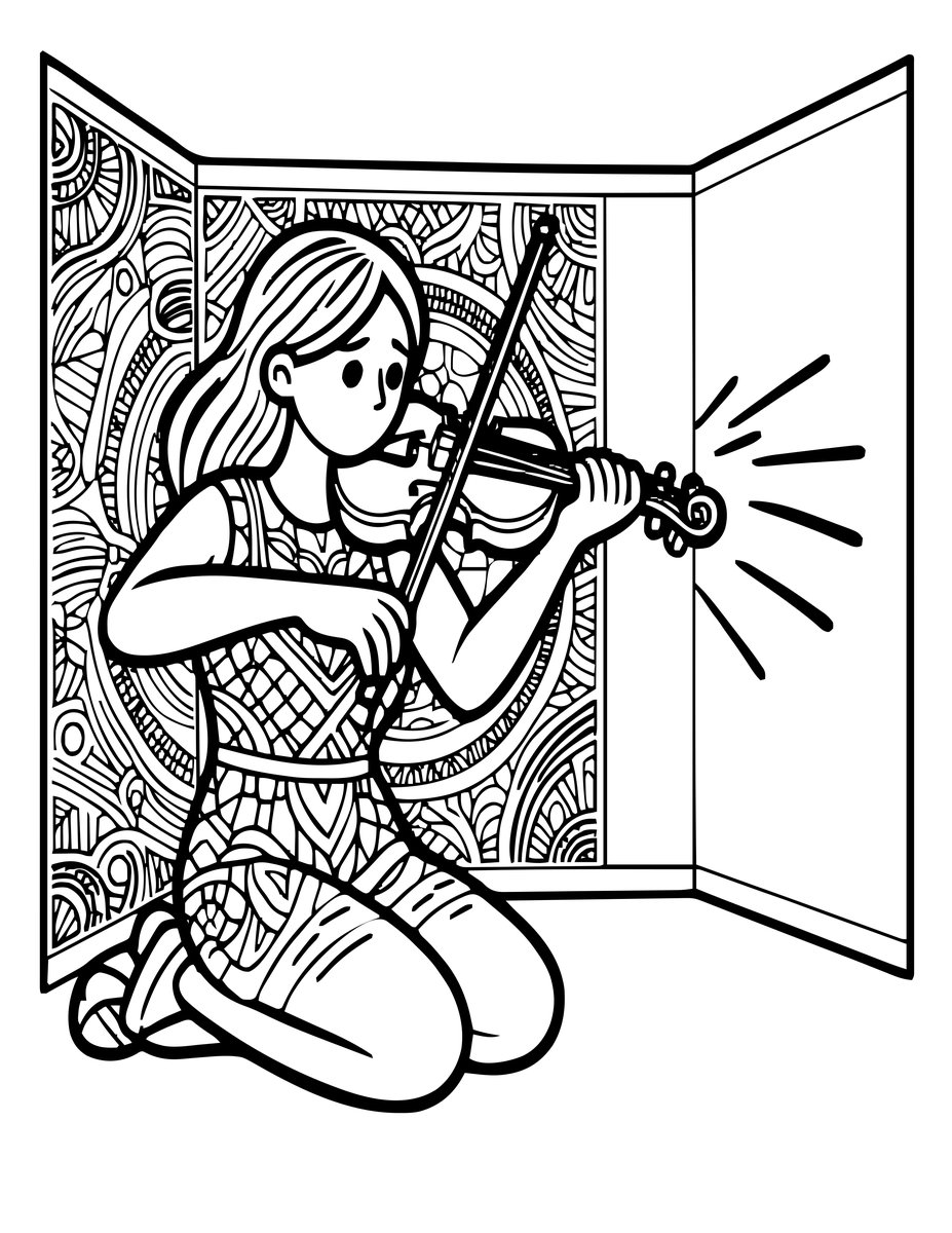 Wailing Violin - free printable coloring page