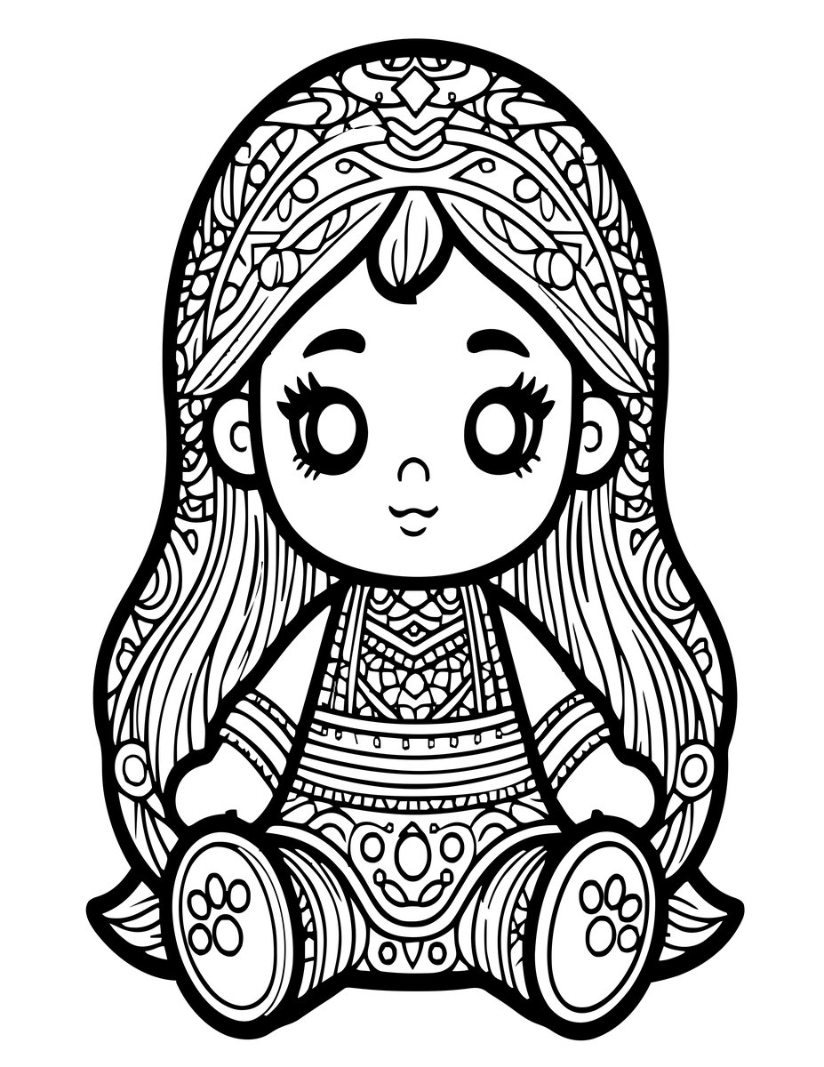 Cursed Doll - free printable coloring page