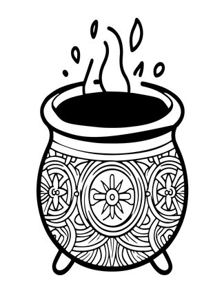 Hexed Cauldron - Free printable coloring page