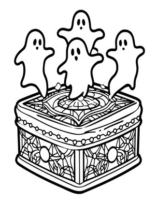 Cursed Music Box - Free printable coloring page
