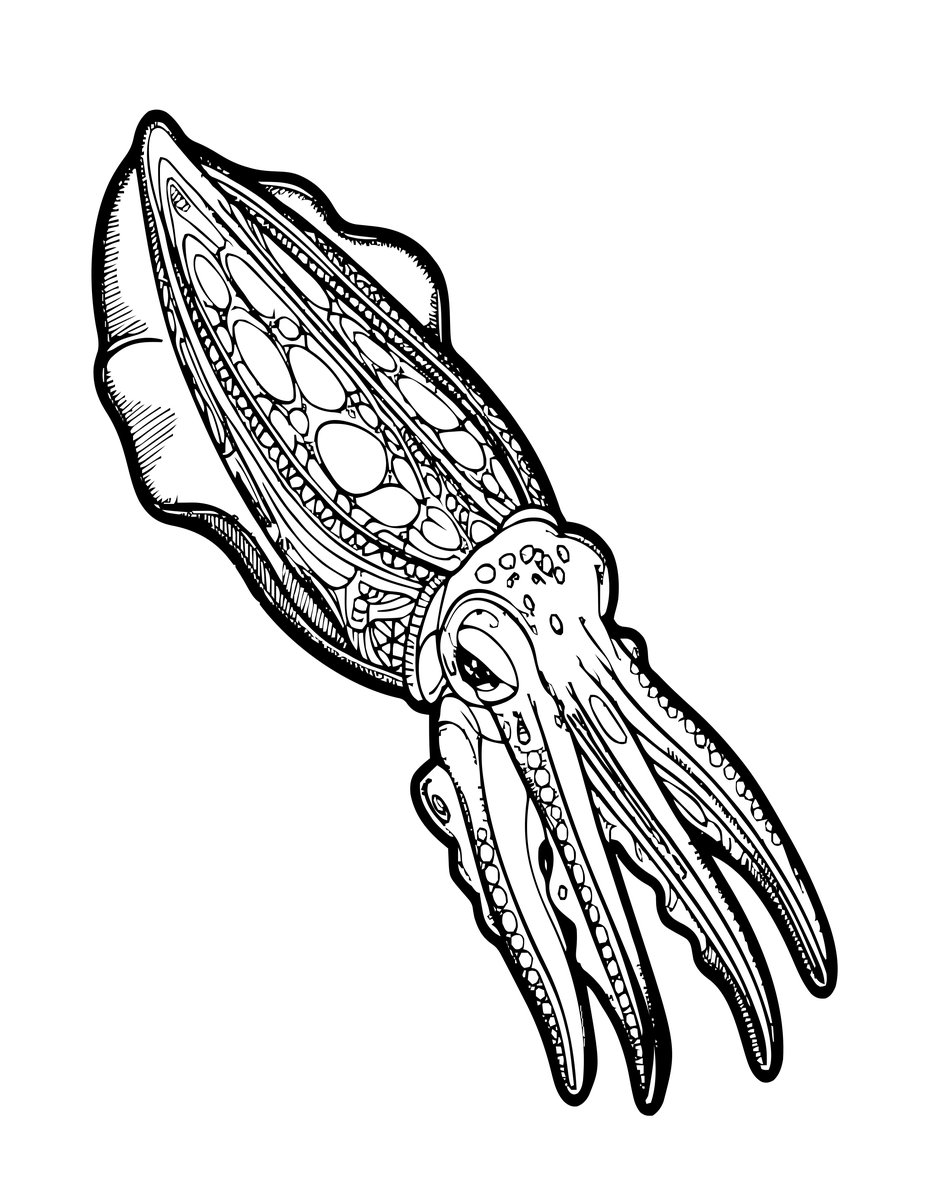 Cuttlefish Hover - free printable coloring page
