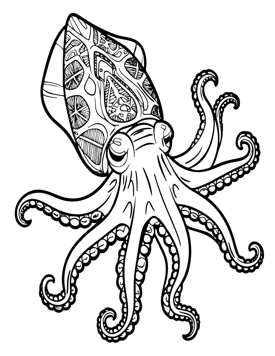 Cuttlefish Tentacles - free printable coloring page