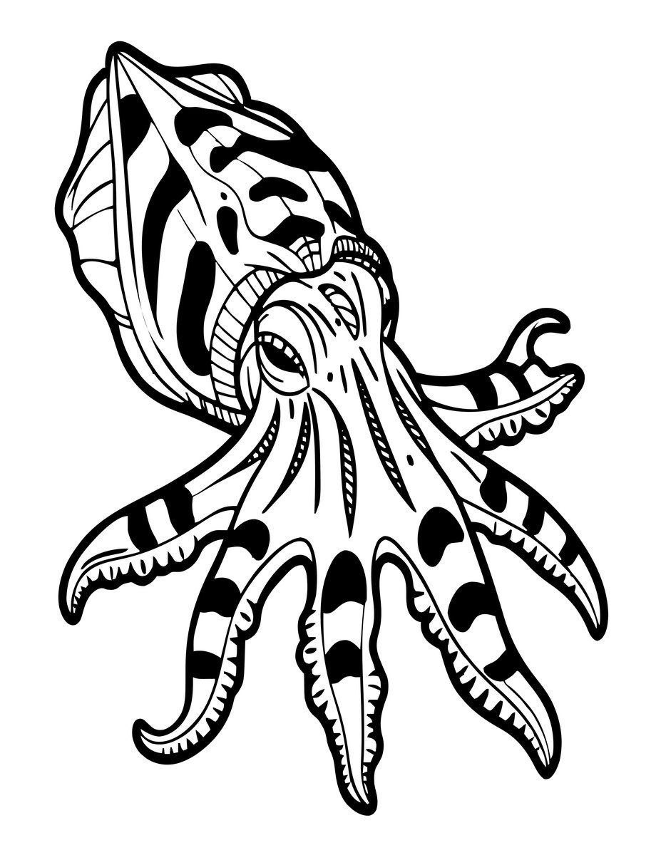 Cuttlefish Stripes - free printable coloring page