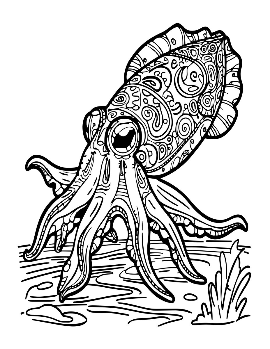 Flamboyant Cuttlefish - free printable coloring page