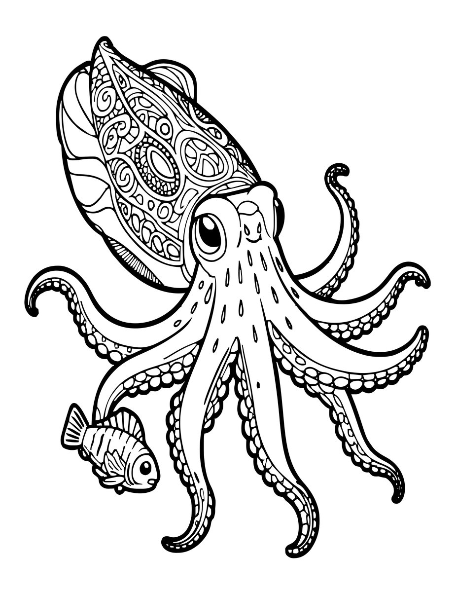 Cuttlefish Hunt - free printable coloring page
